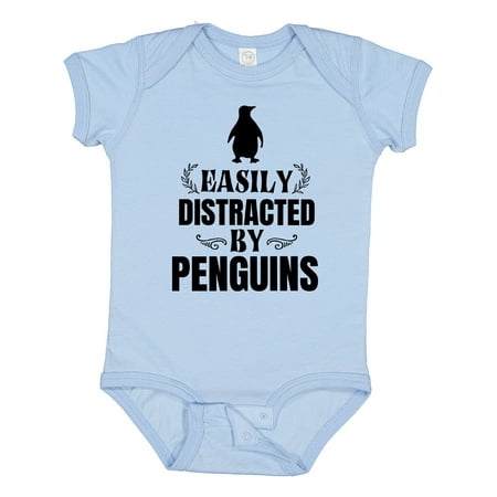 

Inktastic Easily Distracted by Penguins Gift Baby Boy or Baby Girl Bodysuit