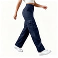 thumbnail image 3 of Pantalones Cargo Mujer Pierna Ancha Elástico Talle Alto Ligero Pantalones De Senderismo Casual Holgado Moda Ropa De Calle Y2k Trajes, 3 of 7