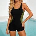 thumbnail image 2 of QIYAGBSA Swimsuit for Women One Piece Color Block Boyleg Bathing Suit (Army Green XL), 2 of 6