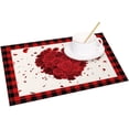 thumbnail image 2 of Valentine''s Day Placemats Set of 4 12x18 Inch Buffalo Plaid Red Rose Heart Love Washable Heat-Resistant Table Place Mats for Anniversary Kitchen Dining Room Holiday Party Decoration, 2 of 5