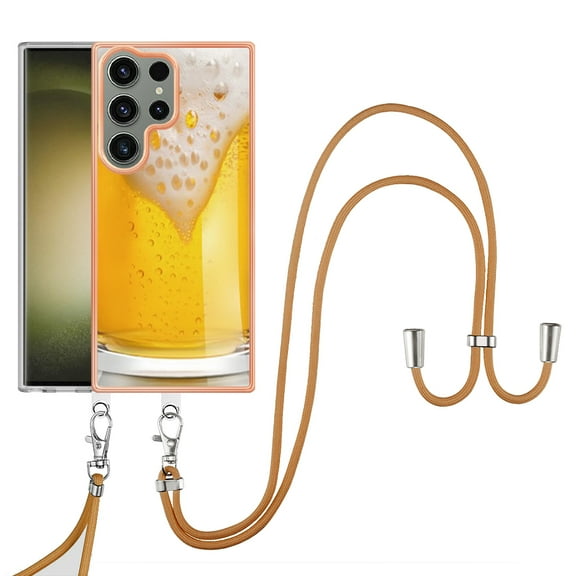 TECH CIRCLE For Galaxy S21  Case,Stylish Pattern Soft Slim Thin Silicone TPU Girls Boys Women Men Case Shockproof Protective Phone Case with Strap for Samsung Galaxy S21 Plus 6.7" 2021,Beer