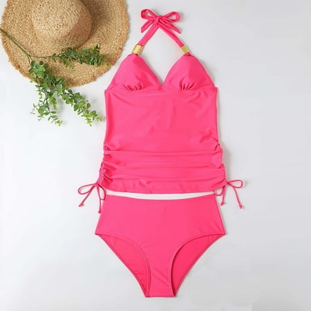 

Finelylove Modest Swimsuits For Women Push-Up Sport Bra Style High Waist Purple M
