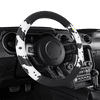Auto Drive Universal Fit Cow Print Steering Wheel Cover, Black White, Set of 1, D9822213