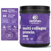 Zammex Multi Collagen Peptides Powder 21.2oz, Unflavored Hydrolyzed Multi Collagen Protein Powder, Collagen Types I,II,III,V,X, 2-Months Supply