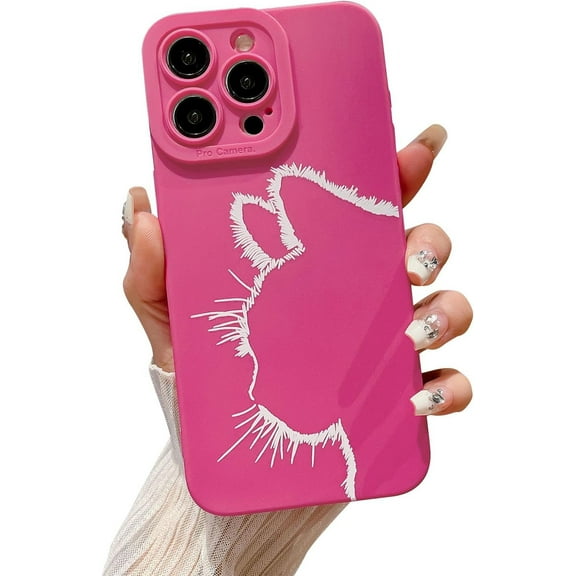 Compatible with iPhone 13 Pro Max, Cute Oil Painting Cat Case, Funny Cartoon Pattern Luminescence Design for Women Girls Soft TPU Shockproof Full Camera Lens Protective Back Cover-Hot Pink