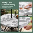 thumbnail image 5 of Round Outdoor Tablecloth with Umbrella Hole and Zipper, Gray Leaves Tablecloth with Elastic Waterproof, Summer Farmhouse Botanical Leaf Branch Patio Table Covers for 55" - 60" Picnic Pool Tables, 5 of 9