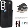 thumbnail image 6 of Design for Samsung Galaxy S22 5G Phone Case with Screen Protector Adjustable Wrist Strap Kickstand Credit Card Slot Slim Shockproof Hybrid Rugged Protective Cover for Women Men Girls 6.1 inch Black, 6 of 14