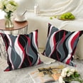 thumbnail image 5 of Dashan Red and Black Throw Pillow Covers 18x18 Set of 2,Modern Abstract Striped Pillowcases for Sofa Couch Living Room, 5 of 6