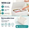 thumbnail image 3 of LEDREM Foldable Laundry Hamper with Removable Liner & Lid – 23.8 Gallon (90L) Synthetic Rattan Basket, Handles, Space-Saving for Bedroom，Bathroom, Machine-Washable, Cloud White, 3 of 9
