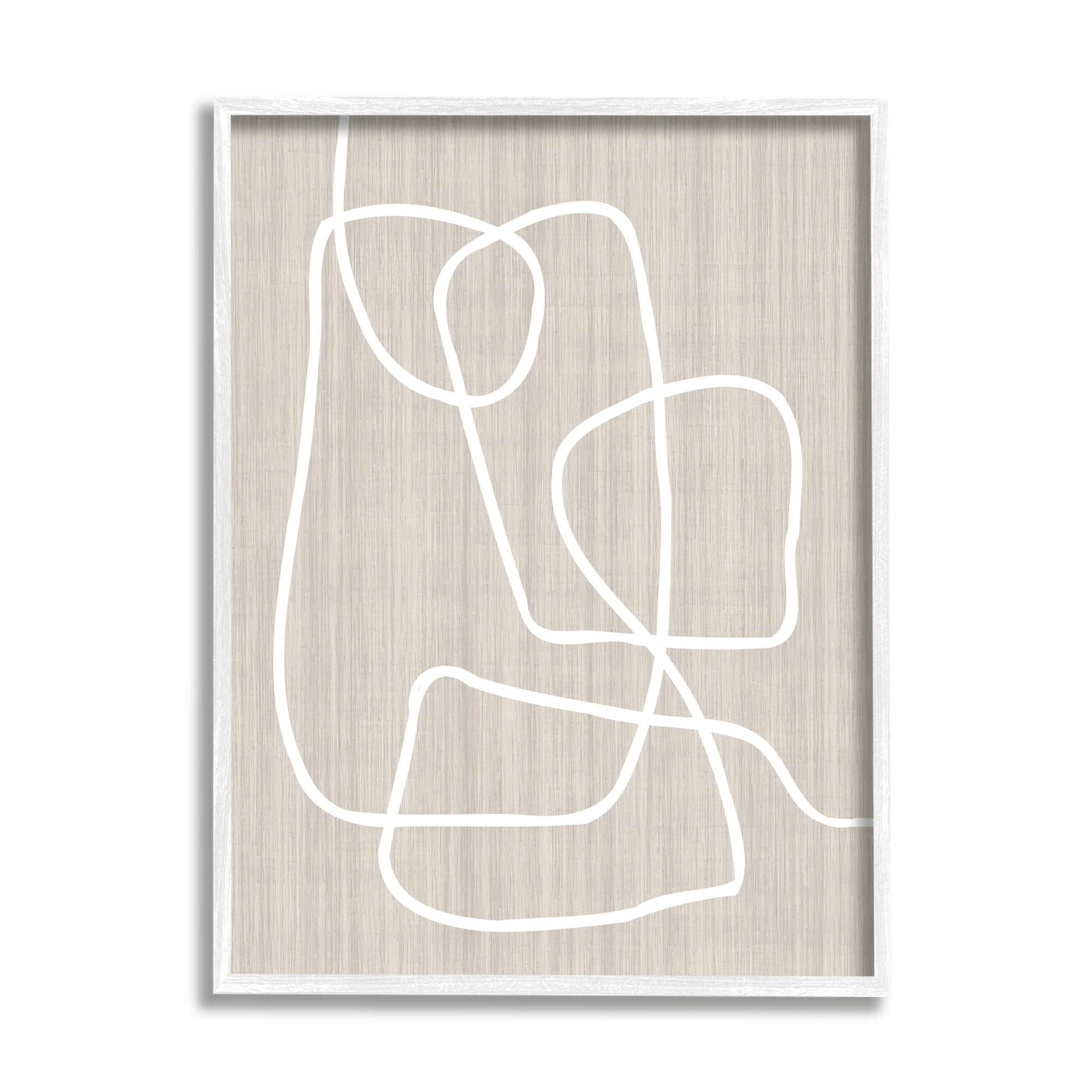 Stupell Industries Minimal White Line Beige Grain Pattern Modern Framed Wall Art, 11 x 14, Design by Alpenglow Workshop