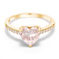 thumbnail image 2 of Gem Stone King Heart Shape Rose Rose Quartz 1.90 Ct 18K Yellow Gold Plated Silver Ring, 2 of 5