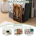 thumbnail image 4 of Bookends 1 Pair Non-Skid Bookend Wood Bookends for Shelves Book Stand for CDs - Majestic Lion With Golden Mane Adorned in Intricate Patterns, 4 of 7