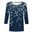 thumbnail image 4 of Plus Size Floral 3/4 Sleeve Tops for Womens Summer Casual Tshirts Fashion Crewneck Tunic Tee Outfit, 4 of 5