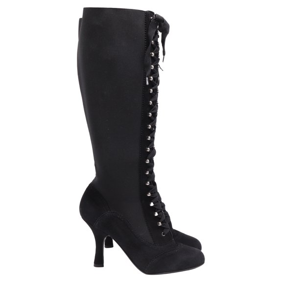 Pre-Owned Dolce & Gabbana Lace Up Knee Boots in Black Suede