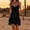 Black, variant on Women's Spaghetti Strap Linen Mini Dress, Cute Layered Slit Hem Summer Sleeveless Bohemian Vacation Beach Dresses