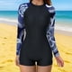 thumbnail image 5 of TaTaai Women Long Sleeve Full Zip One Piece Wetsuit Printed Conservative Surf Diving Swimsuit Stretch Ladies Beach Vacation Wear UV Protection Comfortable Swimwear Gift, 5 of 7