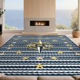 thumbnail image 2 of Design&I 2'x3' Washable Doormat Ultra-Thin & Non-Slip Skid-Resistant Fish Beachy Compass Maritime Navy Striped Border Bathroom Theme for Entryway, Indoor, 2 of 7