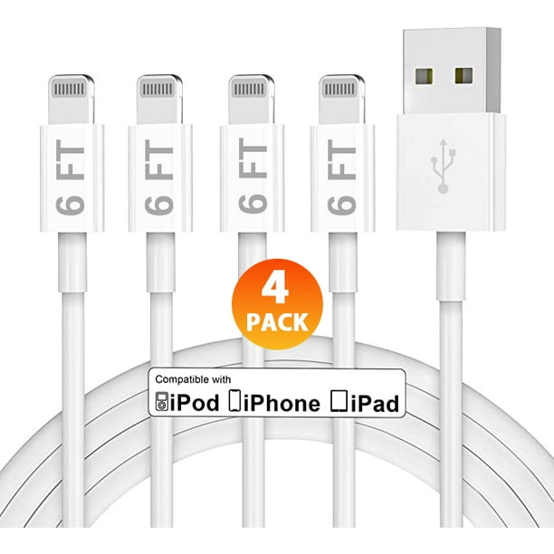 [Apple MFi Certified] iPhone Charger 6 ft 4 Pack, Lightning to USB Cable 6 Foot,Fast iPhone