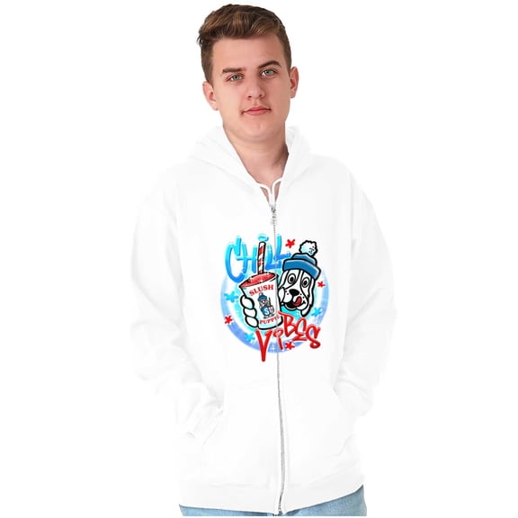Airbrushed Slush Puppie Chill Vibes Unisex Plus Size Zip Hoodie Brisco Brands 2X