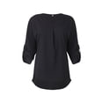 thumbnail image 1 of Qarigey Camisa de mujer con cuello en V Blusa suelta Manga larga Color sólido Top casual Prendas para la parte del cuerpo Negro XXL, 1 of 6