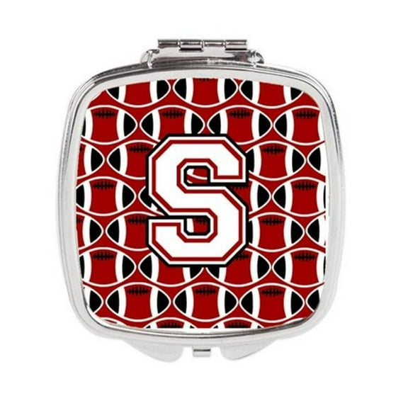 Letter S Football Cardinal & White Compact Mirror