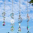 thumbnail image 2 of Celestial Sun Catcher Prism Window Crystal Wind Chime Moon Dream Catcher Natural Stone Wind Bells Hanging Garden Decoration, 2 of 5