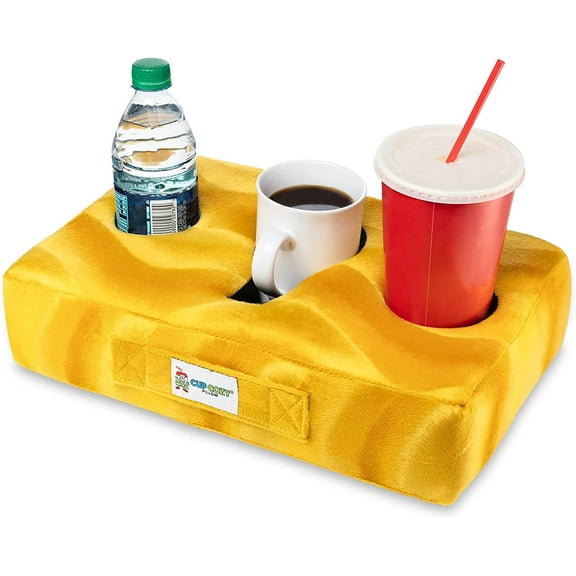 The Original Cup Cozy Pillow 3 Hole Yellow- As Seen on TV-Cup Holder Caddy for Couch, Sofa, Bed, Car, RV, Park, Beach, & More!