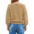 thumbnail image 5 of Women's Button Neck Sweater Long Sleeve Henley Fashion Loose Knit Pullover for Fall and Winter, Casual and Comfortable Top, Ideal for Daily Wear,Khaki,Size S, 5 of 9