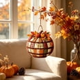 thumbnail image 5 of 1 Piece Pumpkin Shaped Wooden Hanging Sign, 2D Single Side Printed Pendant, Rustic Wall Door Decor for Halloween Thanksgiving Fall Holiday Home Party Decoration, 5 of 7