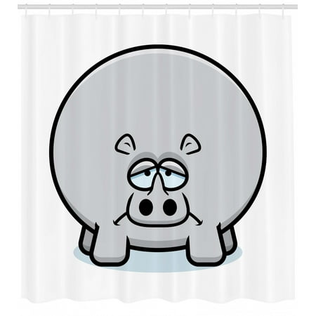 Rhino Shower Curtain Animal With Sad Expression Nursery Cartoon
