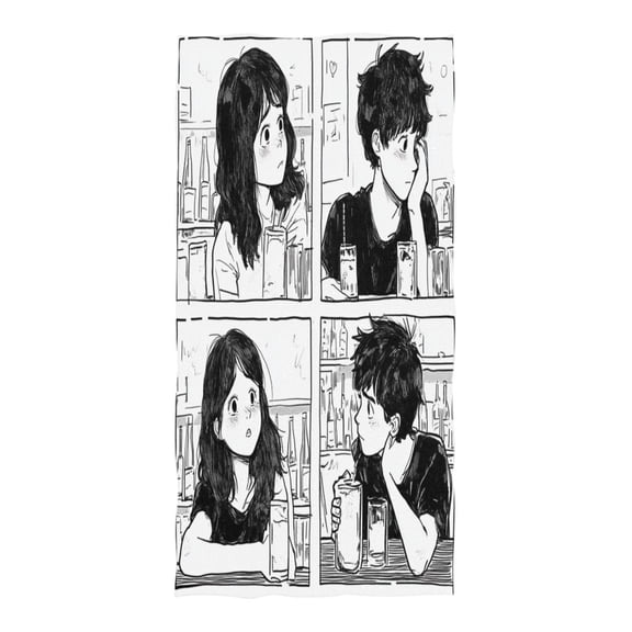 Oversized Beach Towel Extra Large Absorbent Microfiber Bath Towels Soft Quick Drying Cute Girl and Boy in Bar 74"x37"