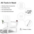 thumbnail image 5 of JUSTLET Outdoor Patio Chair with 2 Cup Holder, HDPE Folding Adirondack Chair, White, 5 of 10