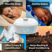 DreamCaster by Sharp Sound Machine Digital Alarm Clock Bluetooth Speaker 6 Sleep Sounds Blue LED Display