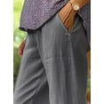 thumbnail image 3 of Frontwalk Cotton Casual Pants for Women Elastic Waist Wide Leg Pants Comfy Straight Leg Pants Grey 2XL, 3 of 5