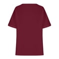thumbnail image 4 of Raeneomay Oversized T Shirts for Women Classic V-Neck Collar Solid Color Lace Splicing Short Sleeve T-Shirt Blouse Tops, 4 of 6