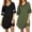 Black/Army Green, variant on Nightgowns for Women 2 Pack Sleepshirts Short Sleeve Nightshirt V Neck Sleepwear Casual Pajama Dress