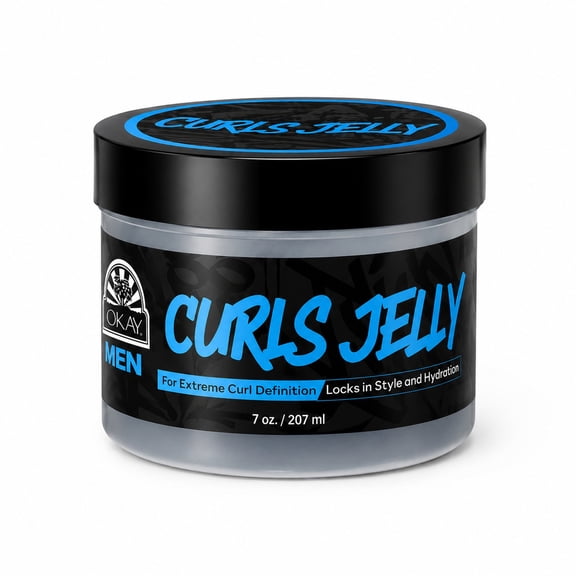 OKAY Men's Curl Jelly Styling Hair Gel, Curl Definer and Enhancer with Frizz Control, 7 oz