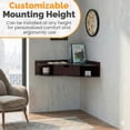 thumbnail image 7 of Basicwise Wall Mounted Folding Desk with Drawer & Shelves - Fold Down Table for Small Spaces, Home Office, Bedroom, Laundry - 33x23.5 in, Brown, Modern Floating Workspace, Space-Saving Design, 7 of 7