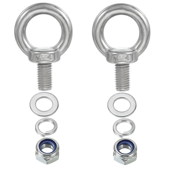 Uxcell Eye Bolt with Nut,304 Stainless Steel Lifting Shoulder Eyebolt Lift Thread Screws for Hanging M14 x 20mm 2