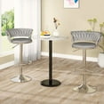 thumbnail image 4 of Baxluxe Velvet Bar Stools Set of 2, 360 Degree Swivel Bar Chairs with Footrest & Backrest, 2 Pieces Adjustaable Counter Height Dining Chairs, High Stool Pub Chairs for Kitchen Island, Gray, 4 of 7