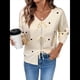 thumbnail image 3 of Suéter Tipo Cárdigan con Lazo en la Parte Delantera y Estampado de Corazones para Mujer, Prenda Exterior de Punto de Larga. Albaricoque L, 3 of 10
