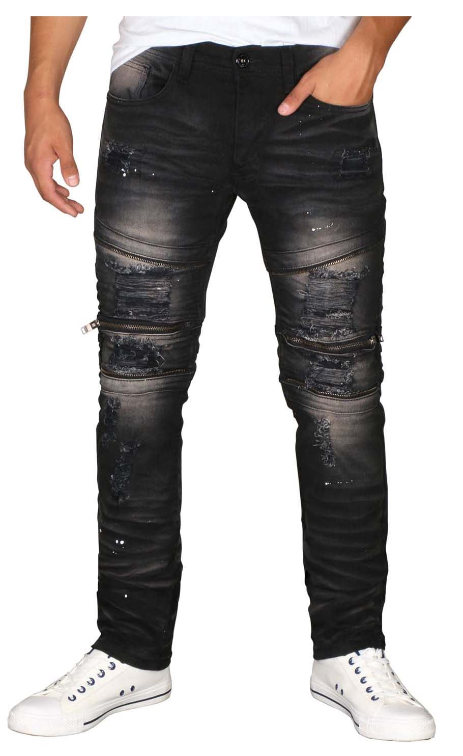Moto Distressed Skinny Denim Jeans 