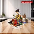 thumbnail image 4 of Rotating acrylic ornament featuring a vibrant woman in a hanbok kneeling on a carpet with intricate detail and high contrast, 4 of 8