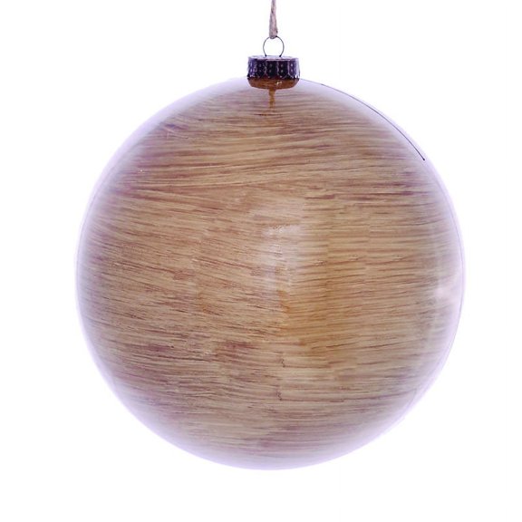 Vickerman 8" Brown Wood Grain Ball Ornament, 2 per Bag