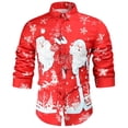 thumbnail image 4 of Nueva moda Casual Vintage camisa de hombre muñeco de nieve estampado de Navidad camisa de manga larga Top Pompotops oipoqjl51052, 4 of 6