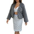 thumbnail image 2 of Women's Faux Fur Cropped Jacket, Short Plush Street Style Coat, Open Front Cardigan, Winter Fashion Outerwear, Textured Fleece Layer, Urban Chic Short Coat Grey XL, 2 of 5