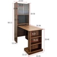 thumbnail image 2 of Folding Desk with Storage, Fold Out Desk Space-Saving Workstation, Wall Mounted & Foldable Design for Home Office, Bedroom, Dorm, Includes Shelves, Pegboard & Sliding Glass Doors, Walnut, 2 of 9