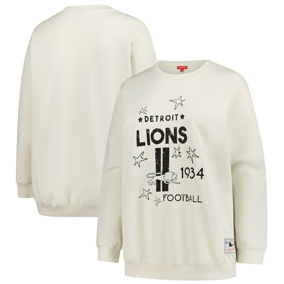 Women's Mitchell & Ness Cream Detroit Lions Plus Size Shooting Star Sweatshirt