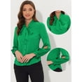 thumbnail image 2 of Blusa elegante Allegra K de gasa Verde XS con cuello de pajarita, 2 of 5
