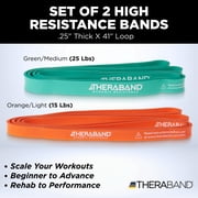 THERABAND High Resistance Band Set of 2, Light and Medium Elastic Super Bands for Full Body Workouts, Physical Therapy, Strength Training, Durable 41” Loop Exercise Bands, 15-25 lbs Resistance
